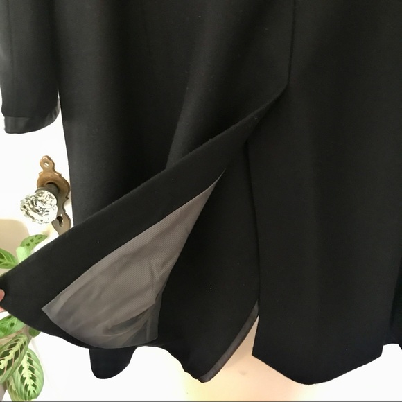 Custom Designed & Tailored Wool / Leather Coat, Size L - Picture 6 of 14